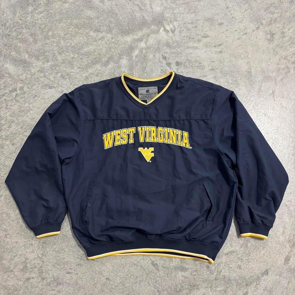 Vintage West Virginia Colosseum Athletics Windbreaker Pullover Navy NCAA Large